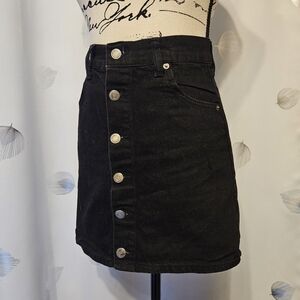 Elegant Button-Front Mini Skirt Xray Black Denim 100% Cotton